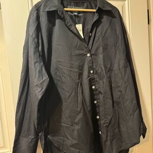 Maeve by Anthropologie Bennet Buttondown Shirt Sz XL Black Capsule Oversized